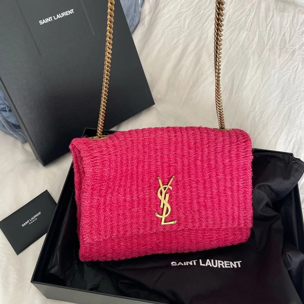 Saint Laurent Kate Medium Bag in raffia - Picture 3 of 7